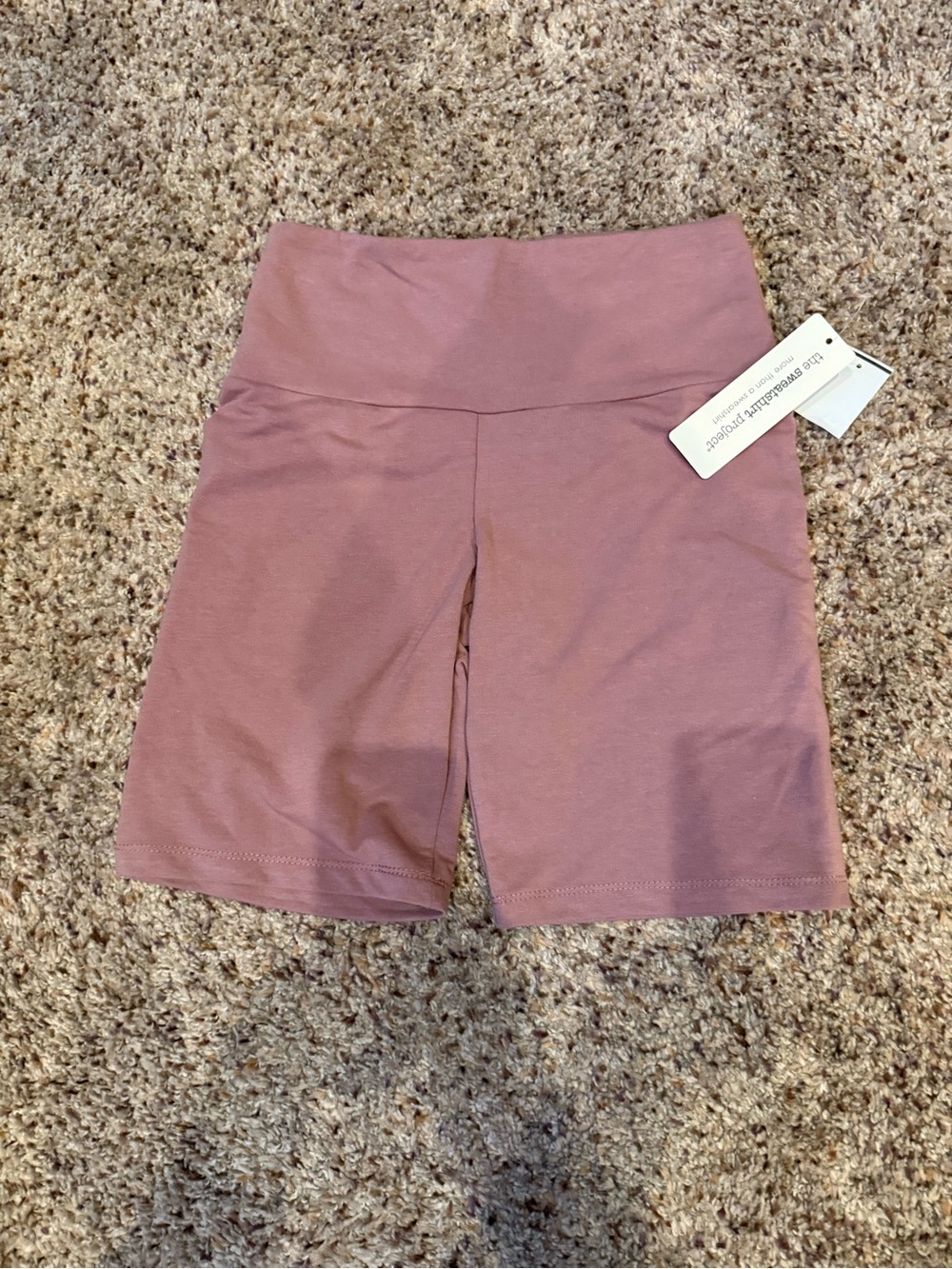 High-Waist Dusty Mauve Bike Shorts with Wide Waistband
